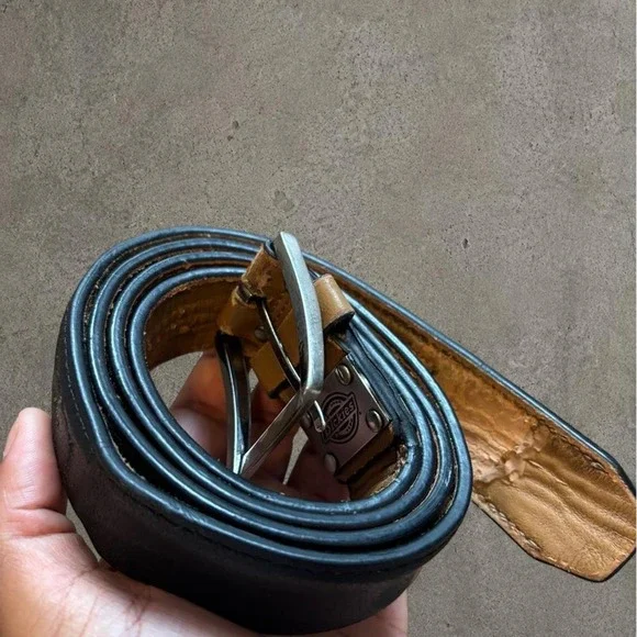 vintage dickies black leather belt