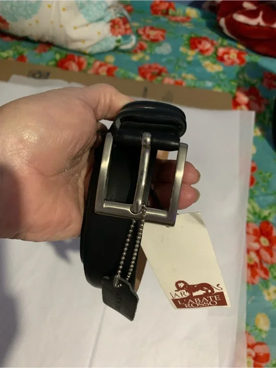 Labate Rosso Black Italian Leather Dress Belt With Silver Buckle