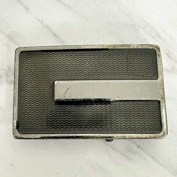 Textured Gunmetal Tone Reversible Clamp On Belt Buckle