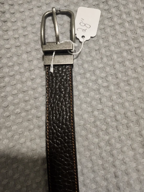 Men's Dark Brown Leather Belt with Contrast Stitching