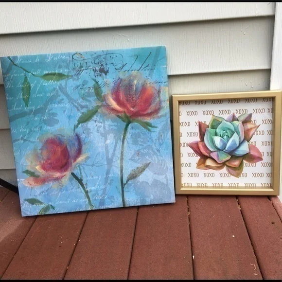 Wall art Bundle set of two peaceful blue and pink art
