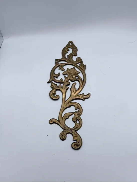 Ornate Vintage BrassWall Accent - Decorative Scroll Leaf Panel