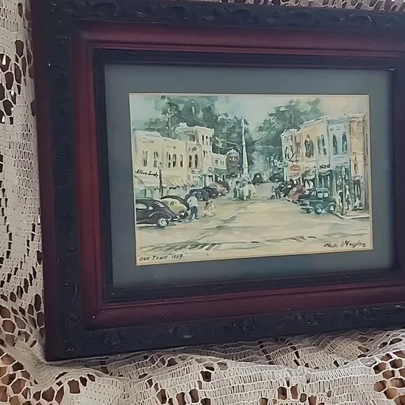 Vintage Framed Phoebe DeVaughn Print 'Our Town' 1959