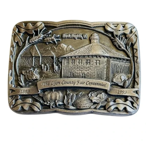 The Lyon County Fair centennial 1893-1993 Belt Buckle limited edition Iowa VTG‎