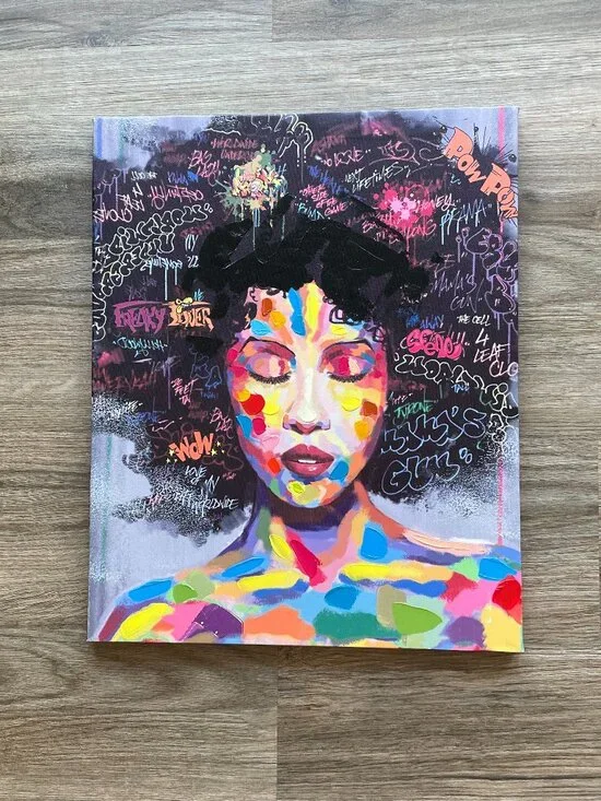African American Woman Black Art Wall Décor by Pinetree Art – Like New  $31