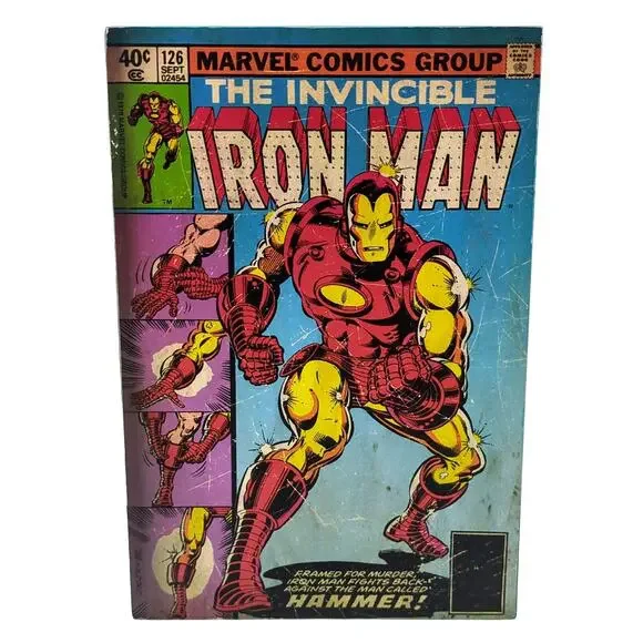 Marvel The Invincible Iron Man Comic Book Cover Wood Wooden Wall Art 10”x 7”