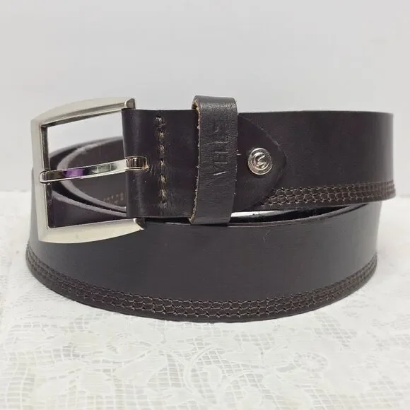 VELEZ Genuine Dark Brown Leather Men's Belt Size 36 / 38 Classic Business Casual