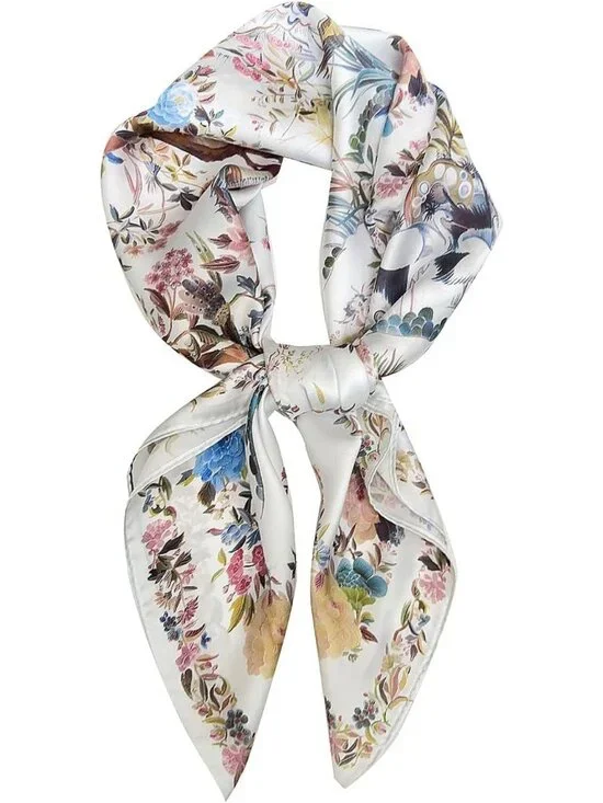 Luxurious 100% Pure Mulberry Silk Square Scarf for Women - Versatile Neck & Head