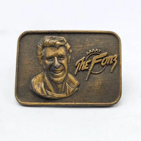The Fonz Vintage Belt Buckle Bronze Tone Collectible 1970s TV Memorabilia