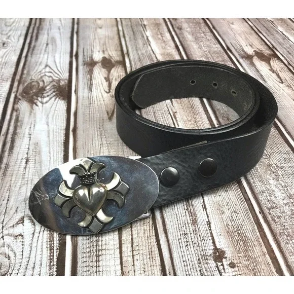 King Baby Studio black leather belt/ silver buckle