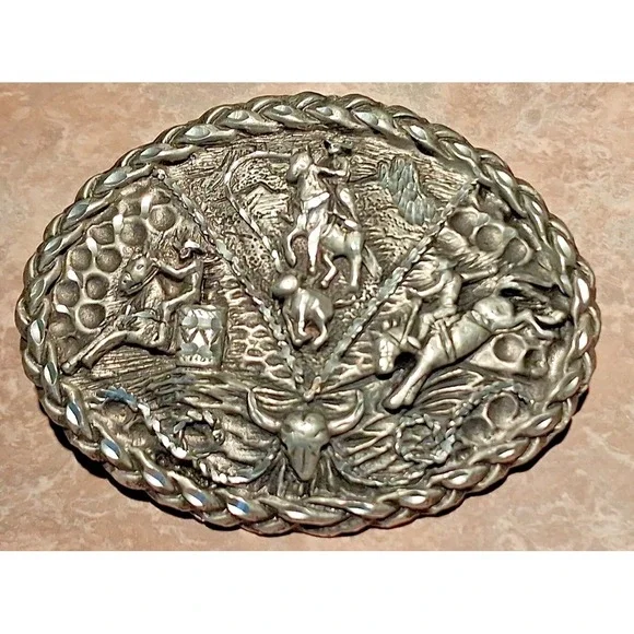 Vintage‎ EGE Metal Western Rodeo Belt Buckle 1992 Made In USA