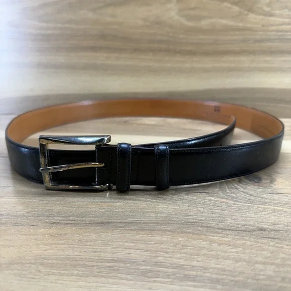TRAFALGAR Easton Belt Mens‎ 38/95 Black Leather Handpolished Cortina Leather