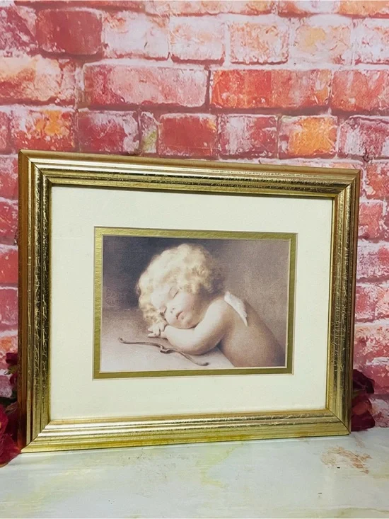 Bessie Pease Guttman  Cupid Caught Napping Framed Antique Art Print