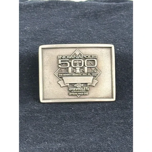 Vtg 1993 Indianapolis 500 Chevrolet Camaro Pace‎ Car Pewter Belt Buckle 226/500