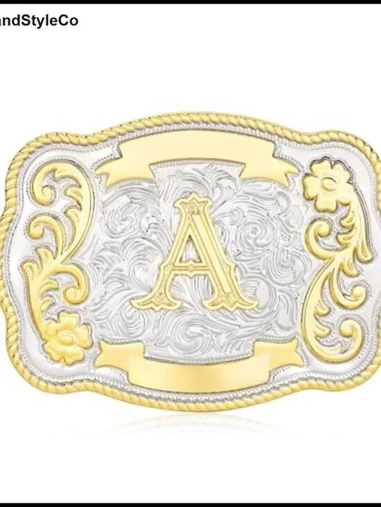 Western Cowboy Initial Belt Buckle Alloy Metal Rodeo for Men Women Gift