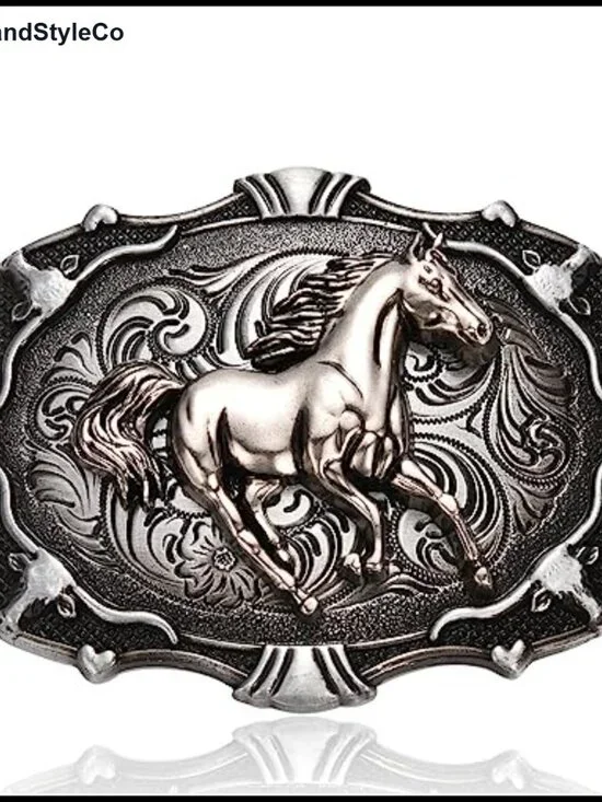 Western Horse Belt Buckle Antique Zinc Alloy
