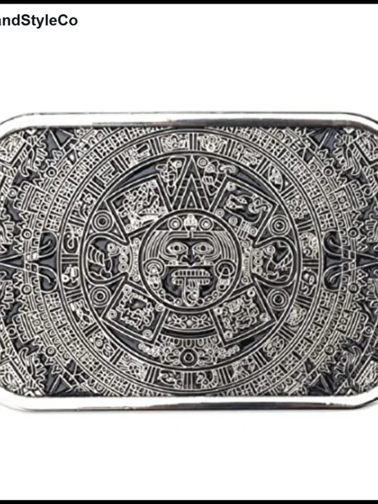 Aztec Calendar Belt Buckle Men Mayan Solar Zinc Alloy Metal Plating Retro