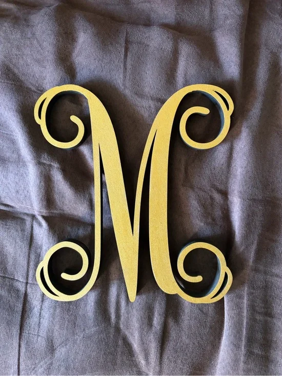 Gold Decorative Letter M Wall Accent