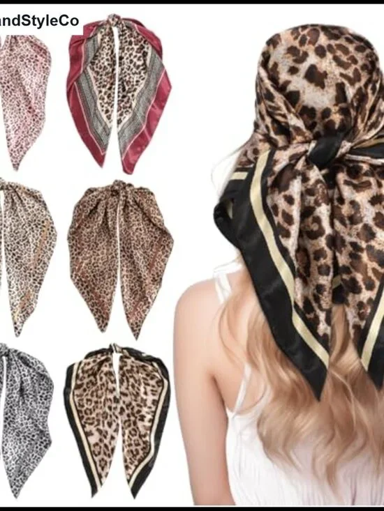 Women's Large Satin Square Scarf Silk Feel Wrap Head Scarf