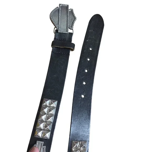 Harley Davidson Studded Leather Belt 30 Shield Logo Buckle USA Moto Bikercore