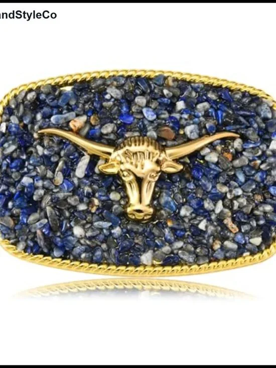 Western Belt Buckle for Men, Golden Horse Design, Zinc Alloy, Fits 1.5