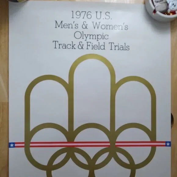 RARE Vintage 1976 USA Olympic Track & Field Trials Poster Promotional 23x16