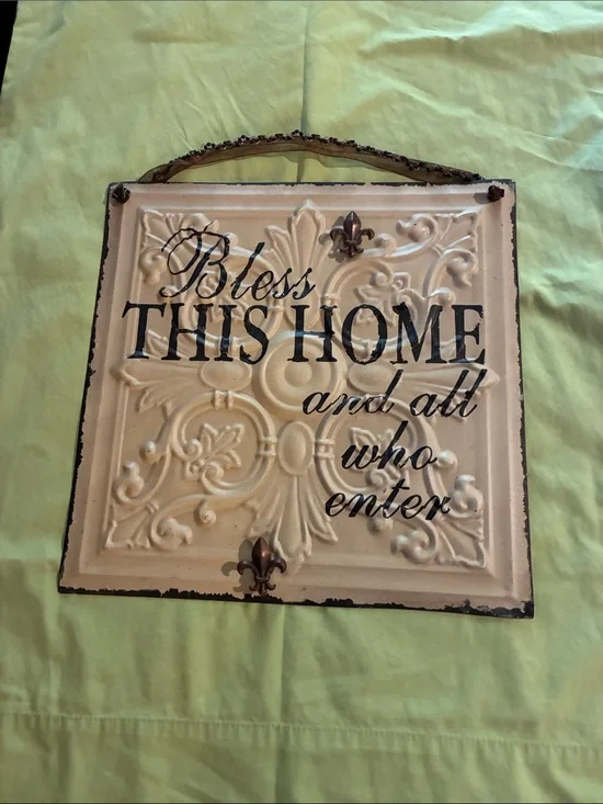 Bless This Home Cream Wall Plaque - Decorative Home Sign