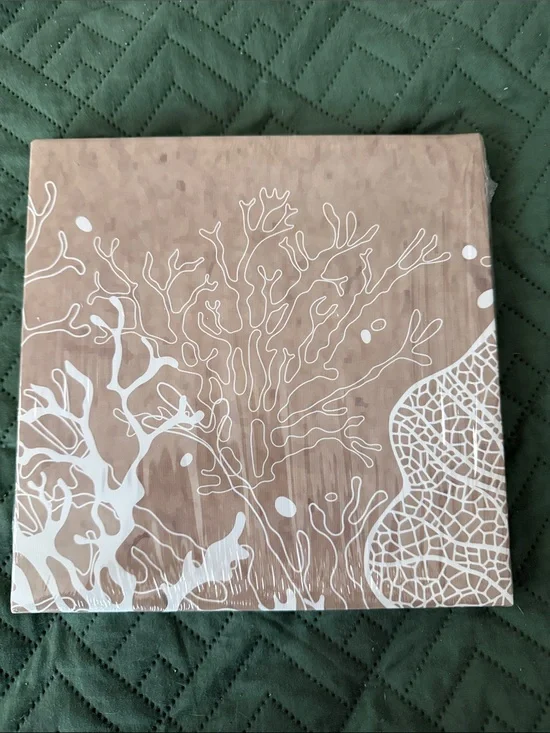 Beige and White Coral Reef Canvas Wall Art