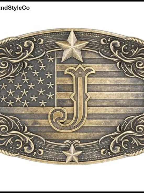 Initial Letter Cowboy Belt Buckle Zinc Alloy Western Belt Buckle Adult