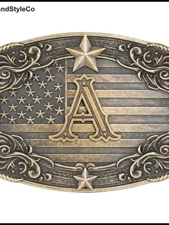 Western Initial Cowboy Belt Buckle Zinc Alloy 1.5 inch