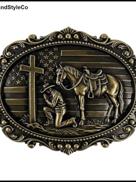 Vintage Rodeo Western Belt Buckle Eagle 1776 USA 250th Anniversary