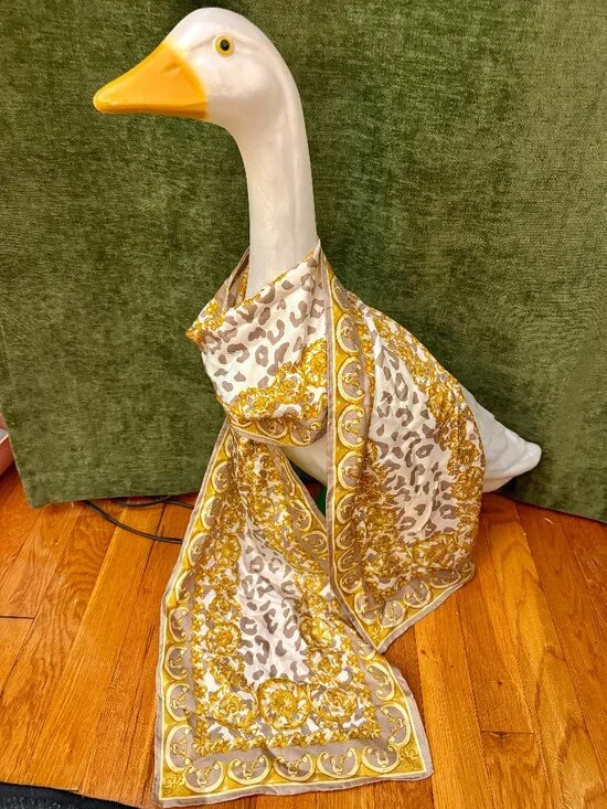 Talbots NWT 100% Silk Scarf Leopard Baroque Gold Taupe