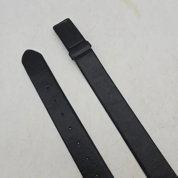 Dickies Belt Black Genuine Leather Mens 34 Spellout Buckle NWOT