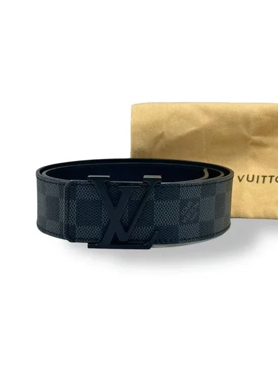 Louis Vuitton Ceinture LV Initial 90/36 Belt Black Gray Damier Pattern