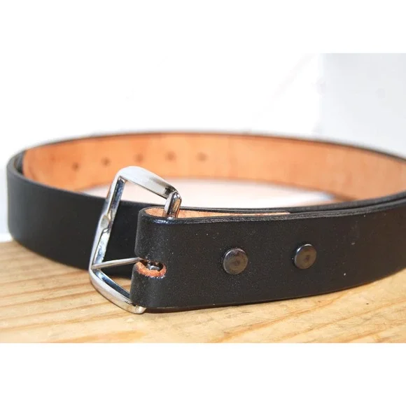 Men's Black Leather‎ Belt size 44 Cinturon Anca de Porto Adjustable