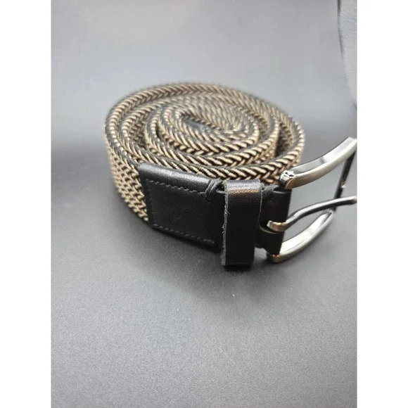 Mens Braided Stretch Belt Woven Elastic Fabric‎ Casual Golf Khaki Black Brown