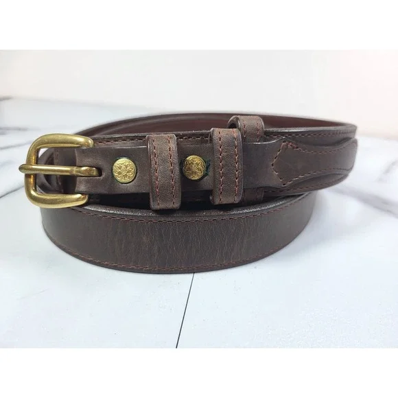 Schaefer Outfitter Mens Dark Brown‎ Leather Western Belt Brass Buckle 38 USA
