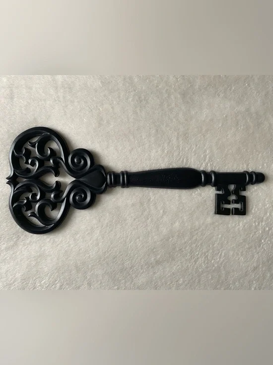 Key Wall Hanging Wood Art Black Ornate Decor