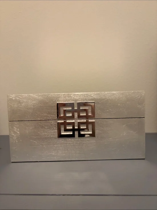 Z Gallerie Silver Decorative Box with Geometric Accent