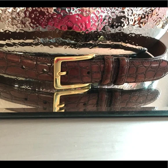 ARDEN LEATHER CO. BELT MENS BROWN FAUX CROC .