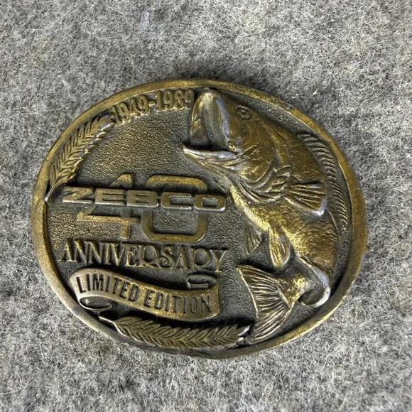 Vintage Zebco 40th Anniversary Belt Buckle 1949-1989 Limited Edition Fishing