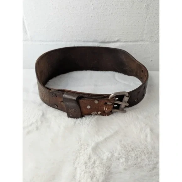 Vintage Brown Leather Altus Weight Lifting Belt Medium 28-34 Brown
