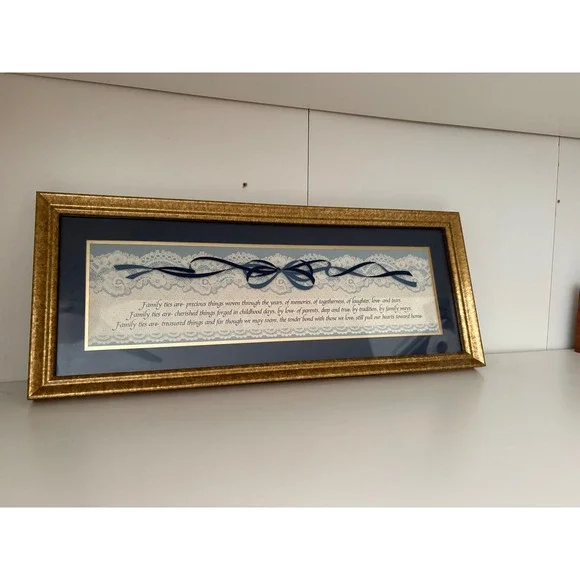 Imagine Design Inc Family Ties Framed Wall Art Gold Tone Lace Ribbon 17x7