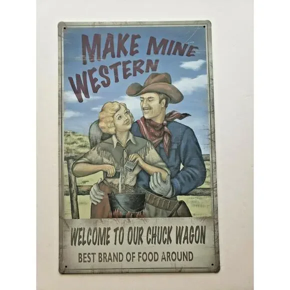 Make‎ Mine Western 16x10 Rustic Retro Metal Signs (26883)