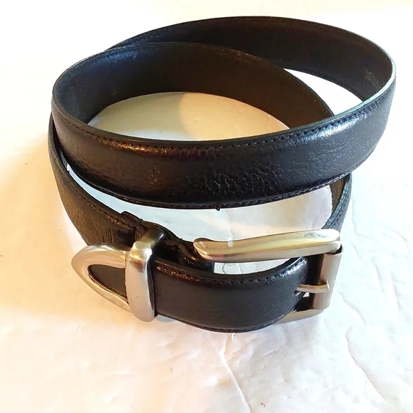MENS Dockers Belt Premium leather Silver TIP/ Silver Buckle  Minimalist Sz.34