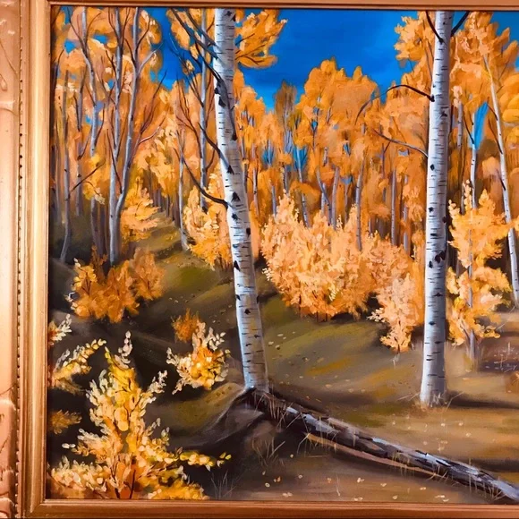 Original painting in gold wooden frame