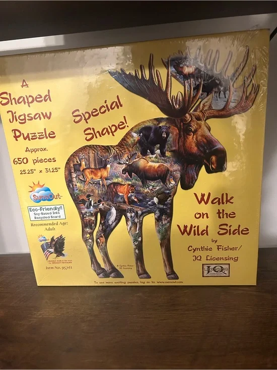 SunsOut  'Walk on the Wild Side' Yellow Moose Wall Art Puzzle by Cynthie Fisher