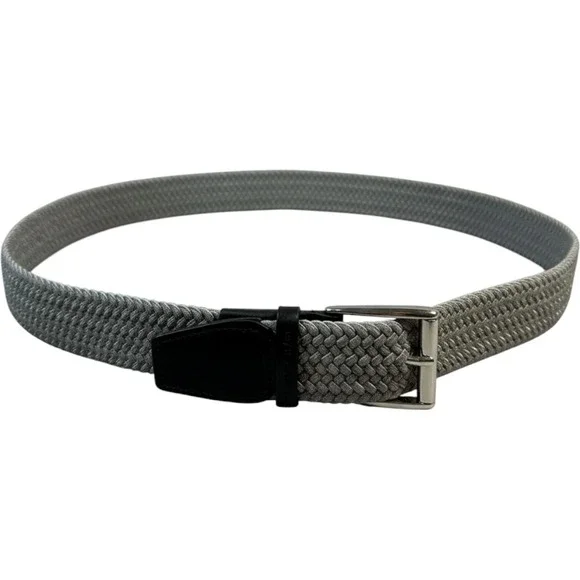 Royal Albartross Woven Belt Mens Size L Grey Leather Trim Made in Spain