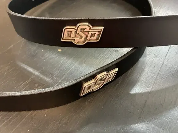 Black Genuine Leather Belt 4 OSU Oklahoma State University Conchos 28,30,32,38