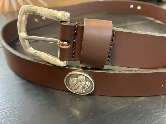Brown Genuine Leather Belt With 4 Buc-ee’s Conchos Size 46 New